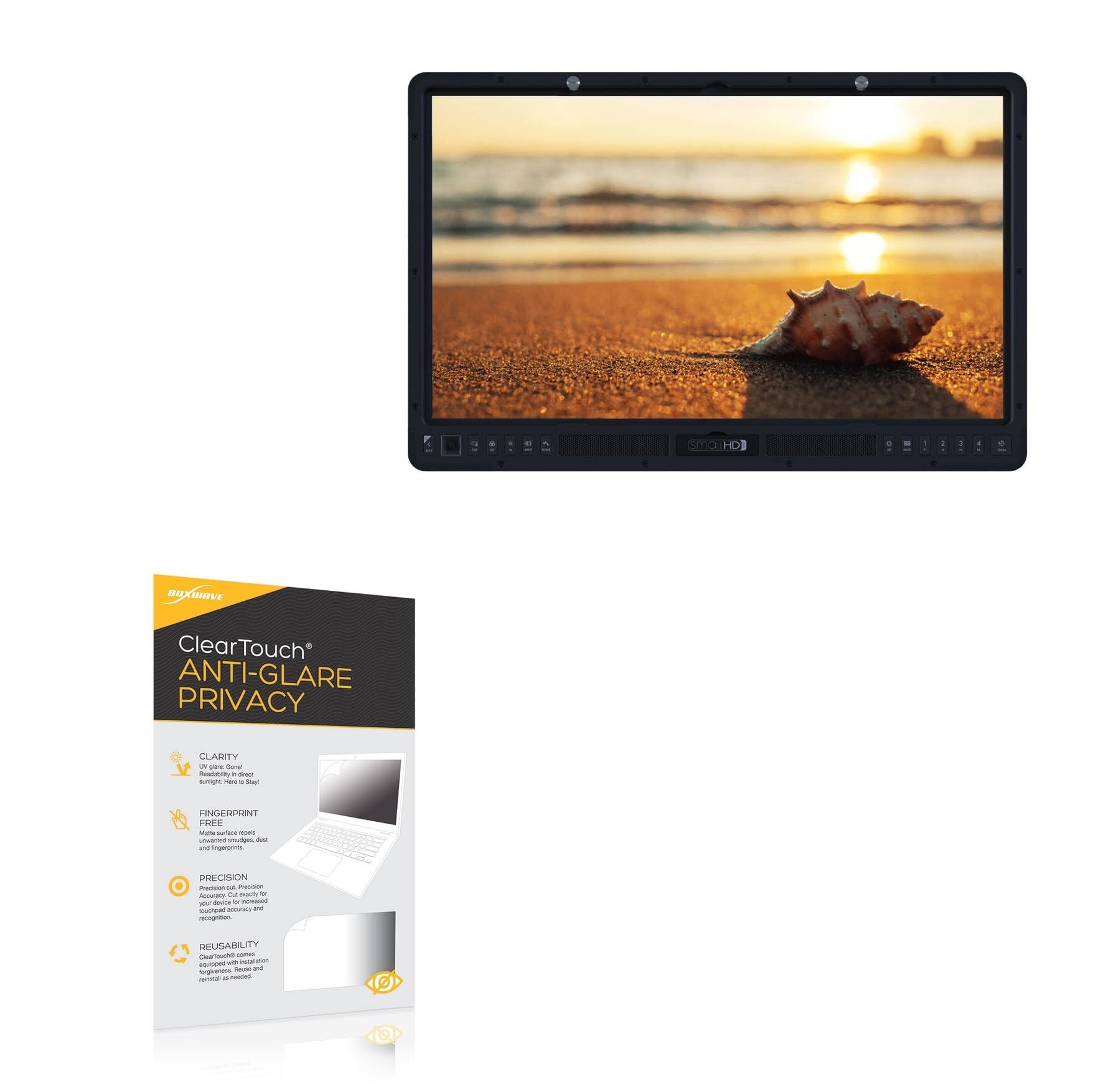 BoxWave Screen Protector Compatible With SmallHD Cine 24 - ClearTouch Anti-Glare Privacy (2-Pack), Privacy Screen Protector Flexible Film Anti-Glare
