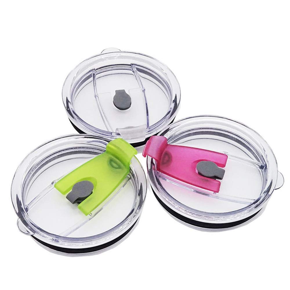 Gteller Tumbler Replacement Lid for 20 oz, 30 oz Tumbler - Splash Resistant, Leak Spill Proof and Straw Friendly (30oz Double Hole WH+PK+YE)