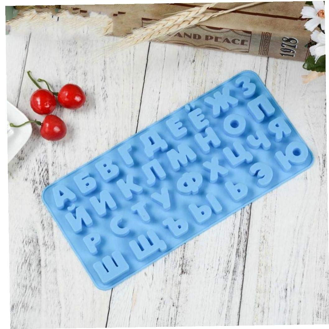Casecover Blue Russian Alphabet Silicone Mold Letters Chocolate Mold 3D Cake Decorating Tools Tray Fondant Molds Jelly Cookies Baking Mould