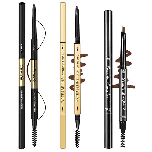 3 lápices de cejas diferentes, crean cejas de aspecto natural fácilmente y duran todo el día, 3 en 1 3 lápices de cejas, marrón medio #-0803082