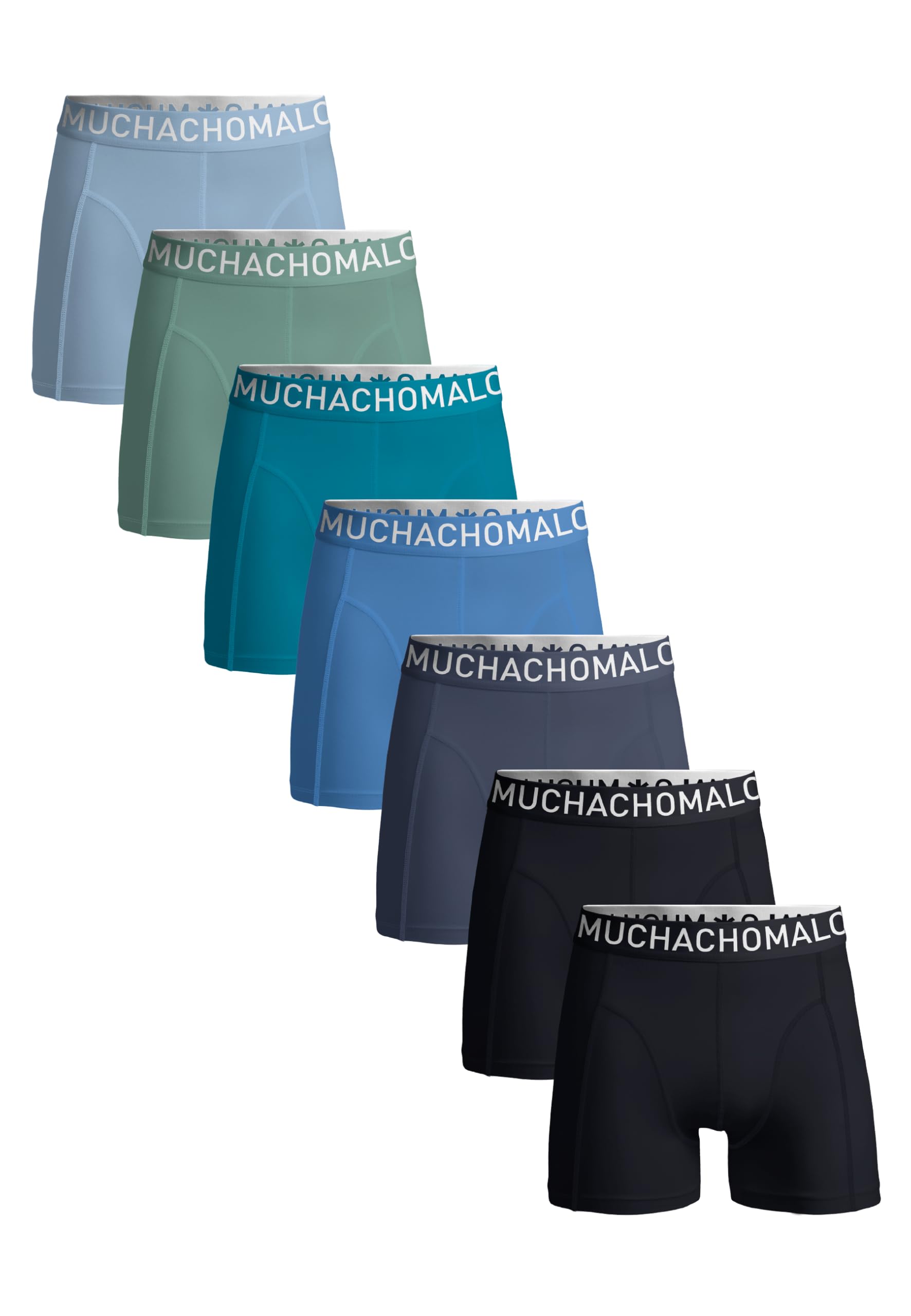 Muchachomalo Uomo Boxer 7-Pack, Tinta Unita, Cotone, Fascia Elastica