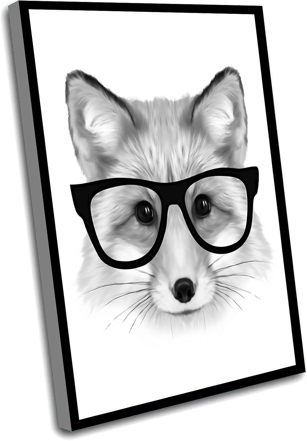 Boys Room Wall Art,Baby Room Decoration,Art Print,Woodland Nursery,Children'S Room Art,Woodland Animals,Fox With Glasses,Nursery Decor,Black And White,12x16 Inch Framed Wall Art