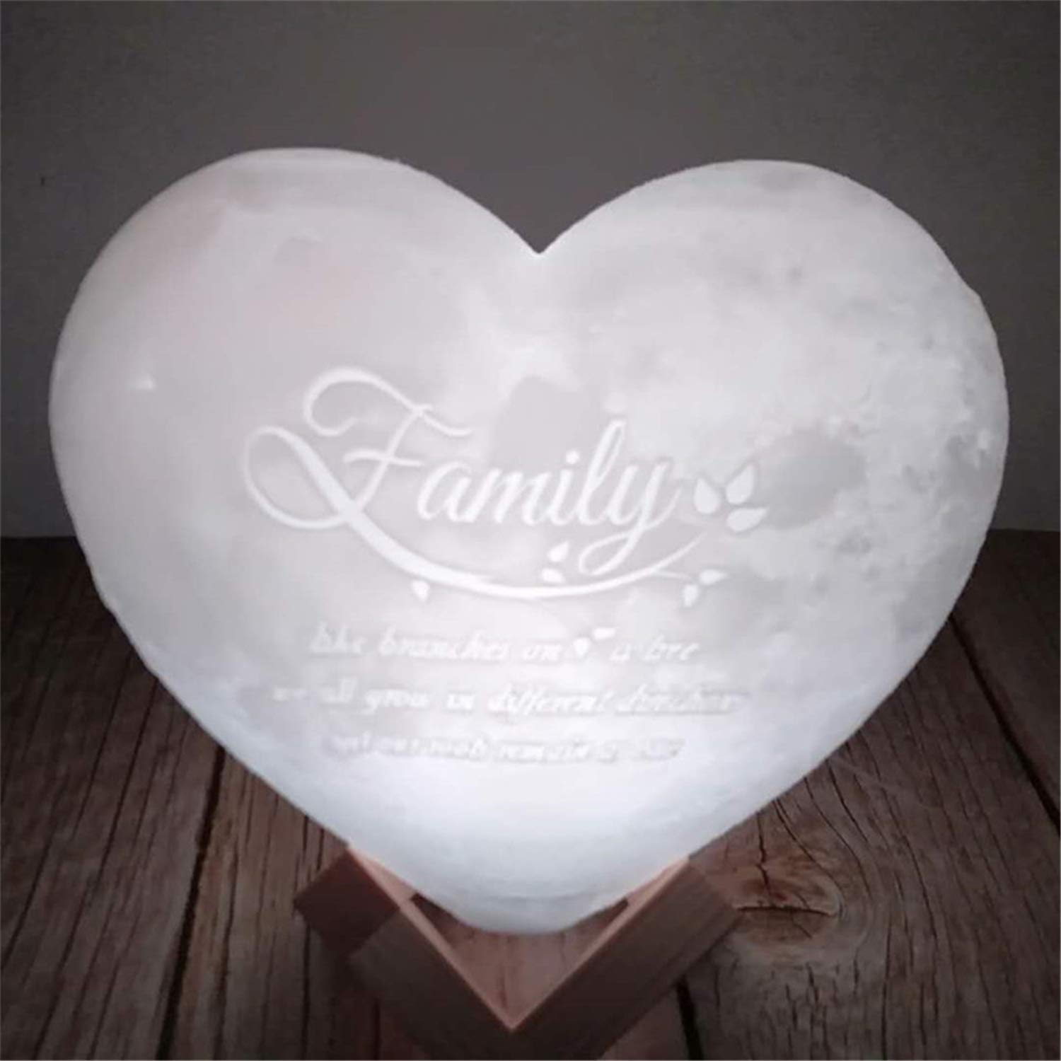 Mondlampe Herzförmiges 2-Farben-LED-3D-Druck-Mondlicht mit Ständer, Fernbedienung und Touch-Steuerung(2 Farbe 15cm/5.9in)