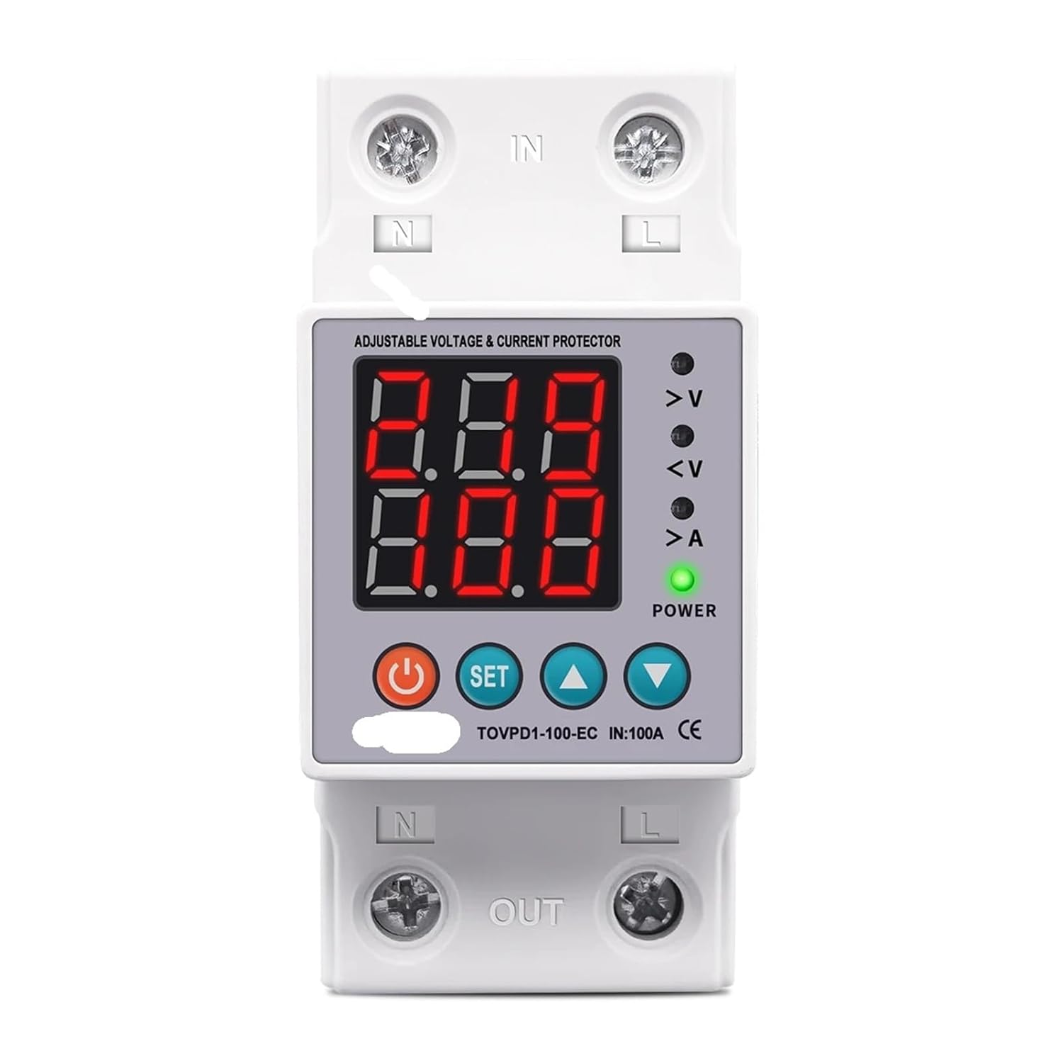 Din Rail 230V 100A Adjustable Over Under Voltage Protective Device Protector Relay Monitor Current Protection 1Pcs