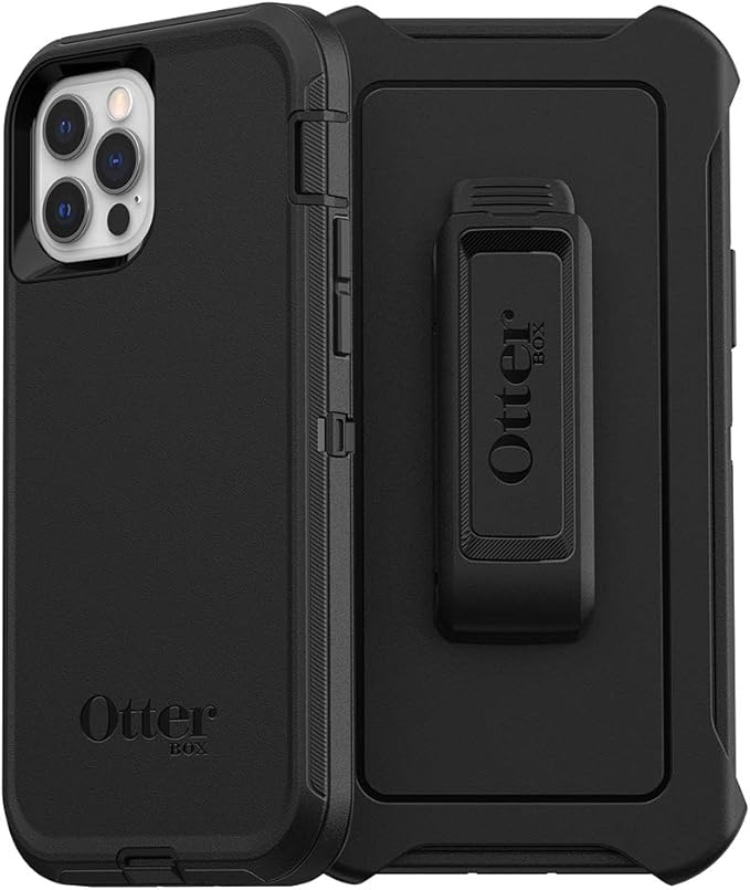 OtterBox iPhone 12 & iPhone 12 Pro Defender Series Case Black, Rugged & Durable, with Port