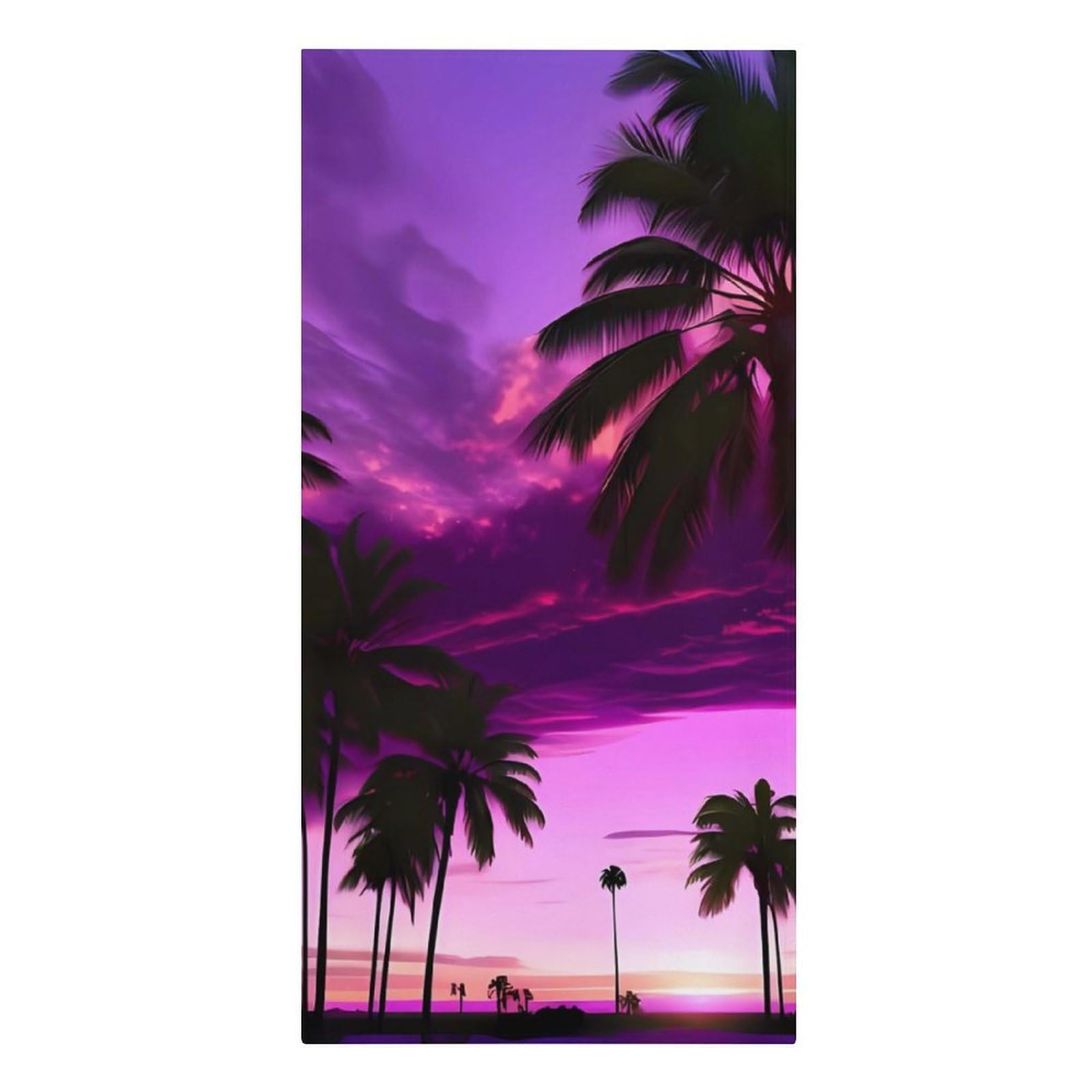 QMNLKH Palm Tree Purple Sunset Beach Towel for Women, Large Microfiber Pool Towel for Men, Absorbent Swim Towels for Home, Lightweight Bath Towels for Camping, Yoga, 30.3"x61.4"