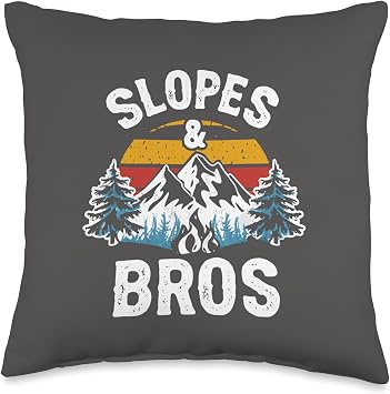 Slopes and Bros Whistler Ski Town Bachelor Party Throw Pillow