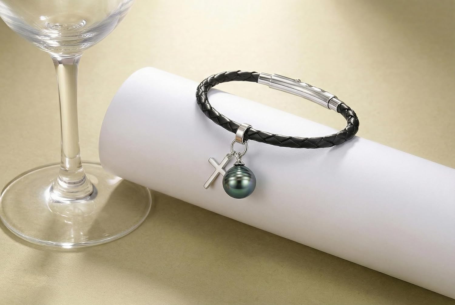 10-11mm Natural Spiral Baroque Tahitian Black Pearl Bracelets for Women - Genuine Wrap Leather Heart Charm Bracelet, Jewelry Mother Day Birthday Gifts for Wife Mom Sister, Adjustable Clasp 6.7"-7"