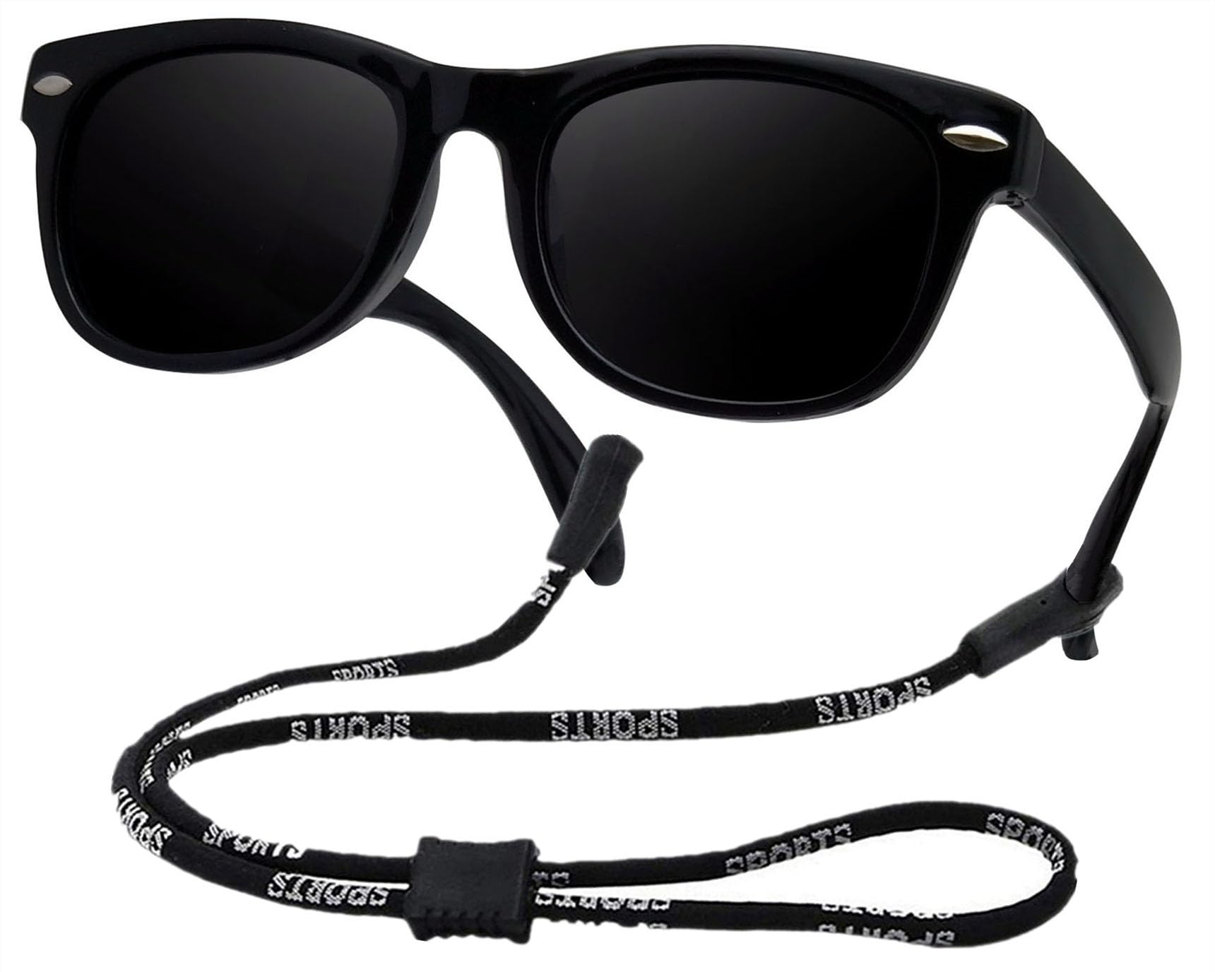 coolsome goma flexible niños polarizadas gafas de sol con correa para niños niñas niños edad 3 – 10 años - negro -