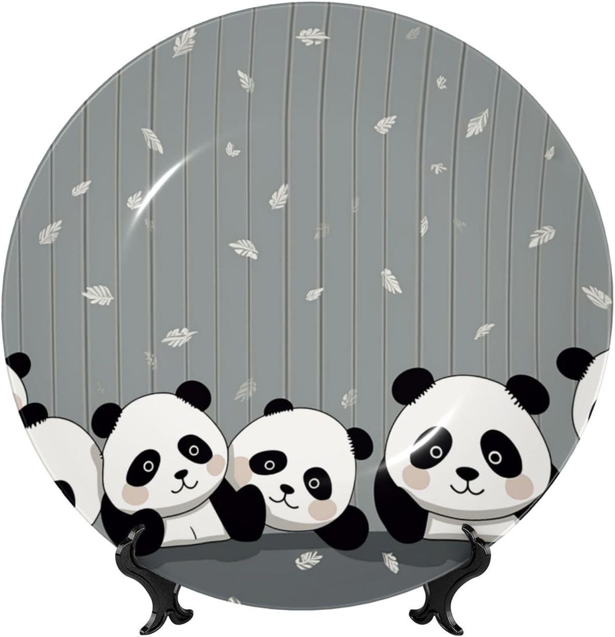 Bone China Decorative Plate with Display Stand Ceramic Decorative Plate Funny Baby Panda Wall Hanging Ornament Porcelain Dinner Plates Art Crafts Ceramic Ornaments Wall Decor 6in