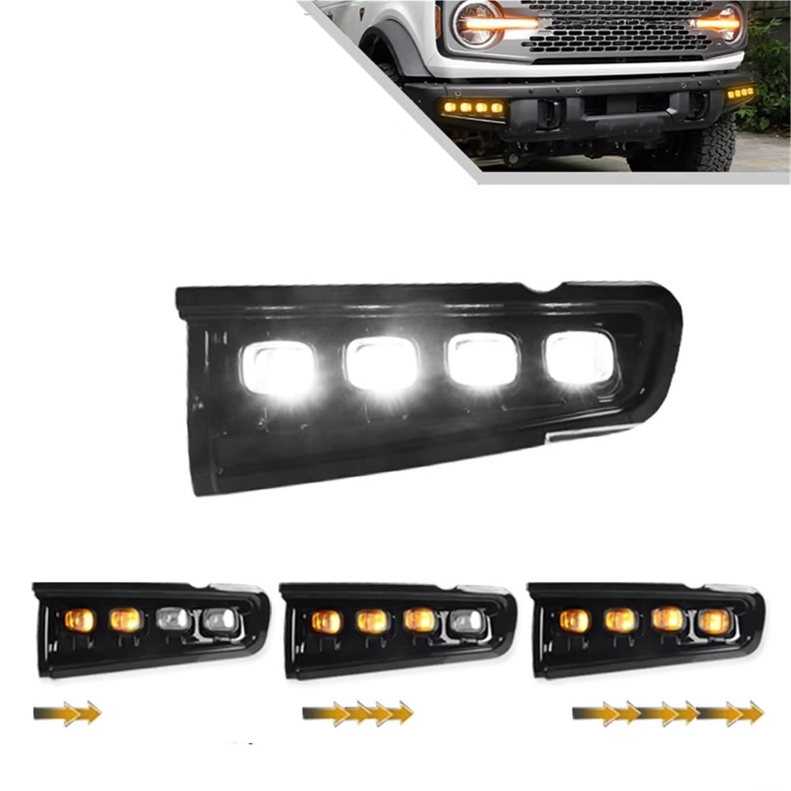 intermitente automóvil Para Ford Para Bronco Para Everglades 2021-2023 Luces LED Señal Giro Delanteras Ámbar Blanco DRL Niebla Conducción luz direccional