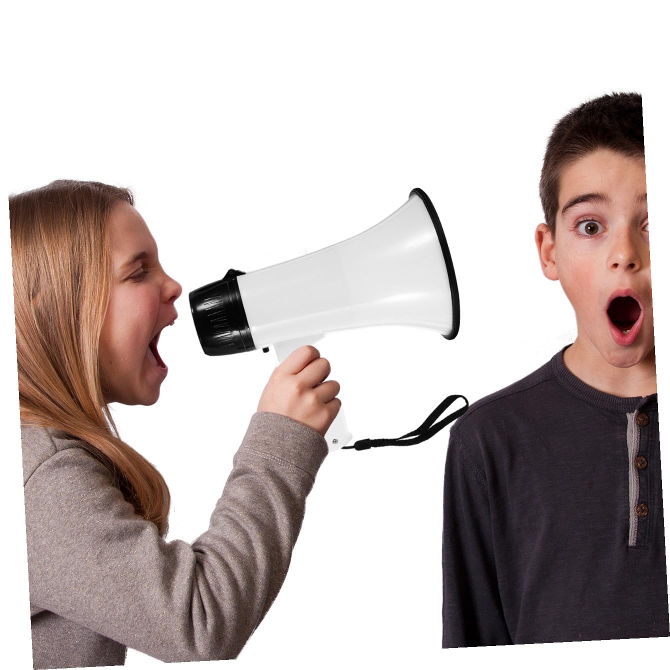 Megáfono Portátil Blanco Grabación y Amplificador de Sonido con Micrófono para Guía y Vendedor Resistente y Plegable