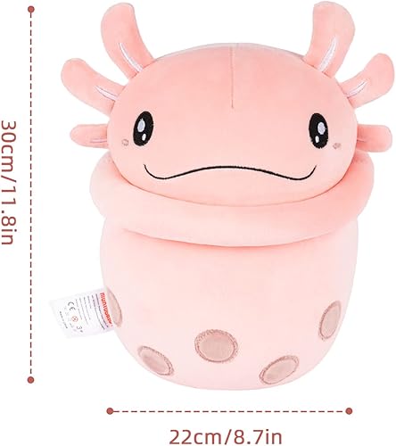 Miniatura 9 de Niuniu Daddy Axolotl - Peluche de té Boba de 16 pulgadas, juguetes de unicornio rosa para niñas, súper lindo animal de peluche de unicornio