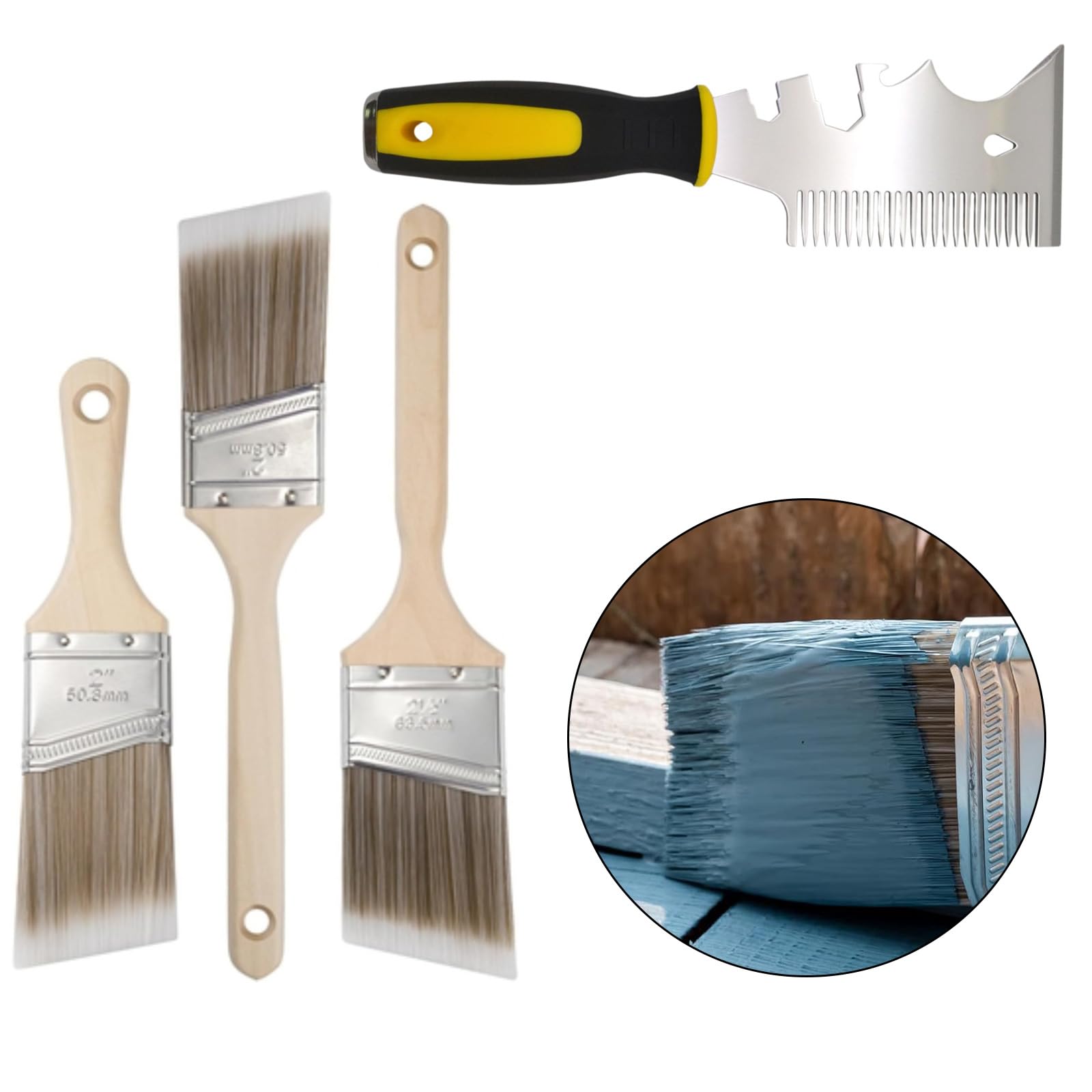 Set di pennelli professionali angolati con setole sintetiche da 6,3 cm, manico ergonomico per bordi precisi