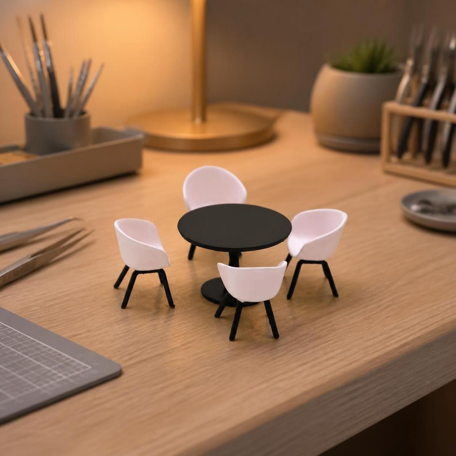 5 Pièces Table à Manger Miniature | Style Contemporain Épuré, s Table Miniature Chaises, Ordonné, Collectionneurs, Échelle 1-18