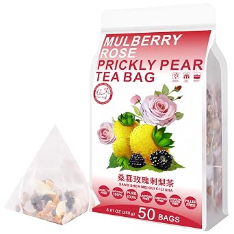 Mulberry Rose Prickly Pear Tea Bag 8.81oz 10g*25bags 250g Glow Beautiful Flower Tea Mulberry Black Goji Berries Anthocyanin Vegan Health Herbal Tea