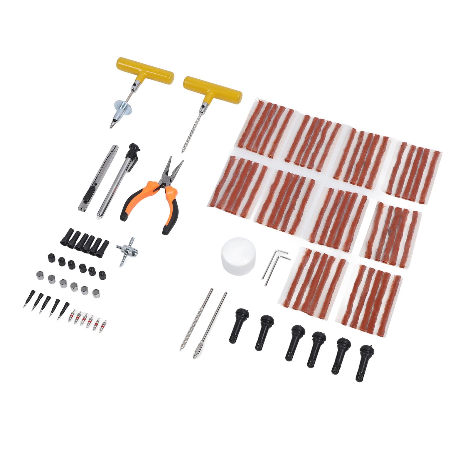 Kit di Riparazione Pneumatici, Strumenti per Forature Pneumatici Resistenti, Rapidi e Facili Usare per Auto, Moto, Camion, ATV, Trattori, con Assistente Universale per la