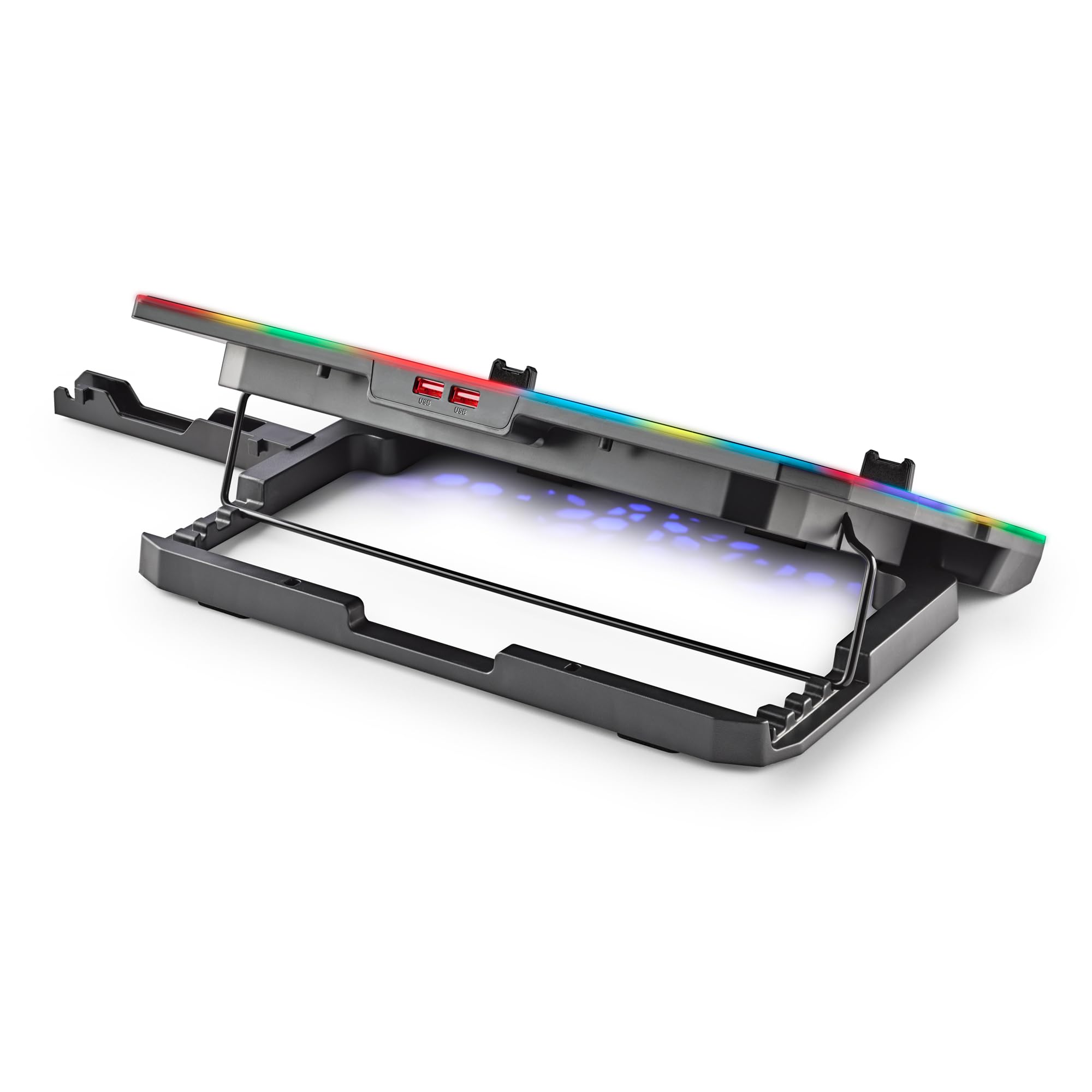 NGS Hero Stand - Base di raffreddamento per laptop, 6 ventole silenziose, RGB, LCD, regolabile, USB, 2400 RPM
