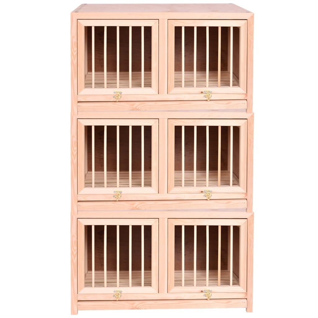 Jaula Profesional para Palomas mensajeras – 2/3 Puertas Opcionales, apilable con Bandeja extraíble para estiércol, fácil Montaje, Nido Exterior (Natural, 3 Unidades, 60x30x35cm)