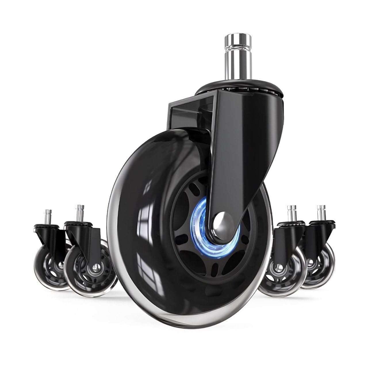 3-inches 360 Degree Rotating Caster Wheels For All Type of Chair | Smooth and Quit Rolling Office and Gaming Chair Wheel | Rubber Base Gliding Wheel Set of 5 Pcs