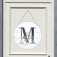 Vista 105 de Welcome Sign for Wall Initial Letter C Blue Round Wood Signs Monogram White Floral Wood Plaque Fresh Flowers 12in Mid Century Home Wall Decor for