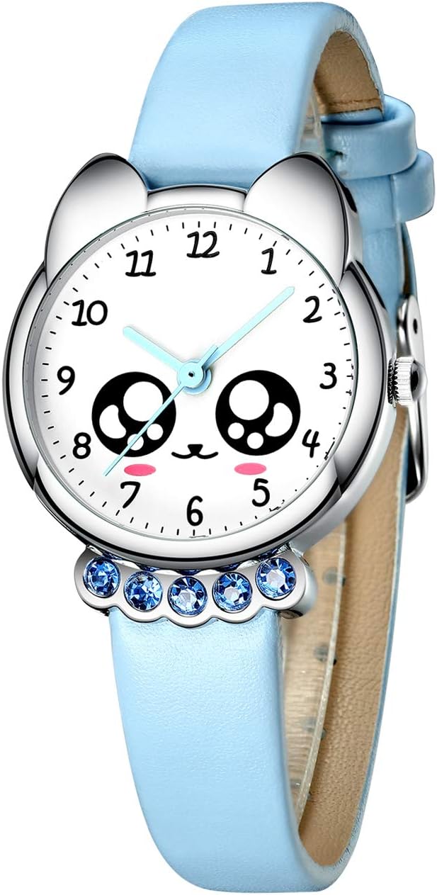 KDM Kids Watches Girls Childrens Waterproof Sport 3D Cute Cartoon Wrist Watch Blue Time Teacher Style Leather Analogue Quartz Watches for Kids Boys Girls Toddler