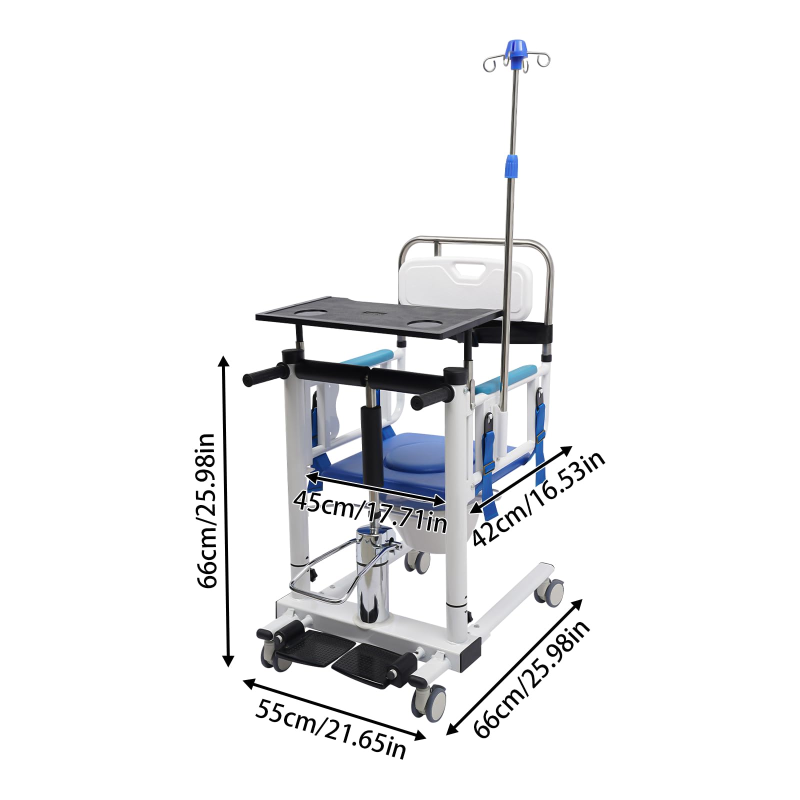 Silla de transferencia hidráulica para pacientes, silla de ruedas portátil multifunción de hasta 120 kg, silla de transferencia de elevación para personas mayores y cuidados en casa