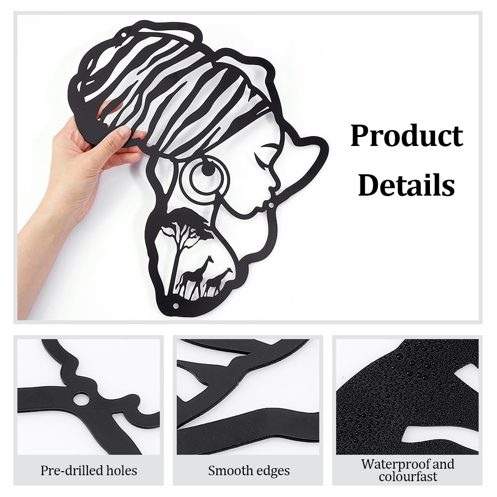 NBEADS Decorazione Da Parete In Metallo con Mappa di l'Africa, In Stile Opaco Silhouette Wall Art per Il Regalo di la Decorazione Del Festival di la Parete di l'Ufficio Del Giardino di Casa, 27.4x30cm
