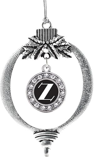 Miniatura 101 de Inspired Silver - My Vintage Initials - Adorno con dije de letra V - Adornos navideños de círculo plateado con joyas de circonita cúbica