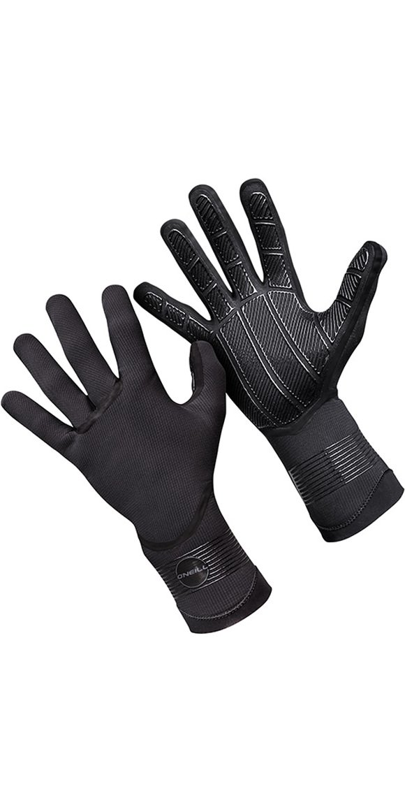 O';Neill Psycho 3mm doppelt gefütterte Neoprenanzug-Handschuhe - Schwarz - Unisex - Während Sie die Aufstellung regulieren - 100% versiegelt