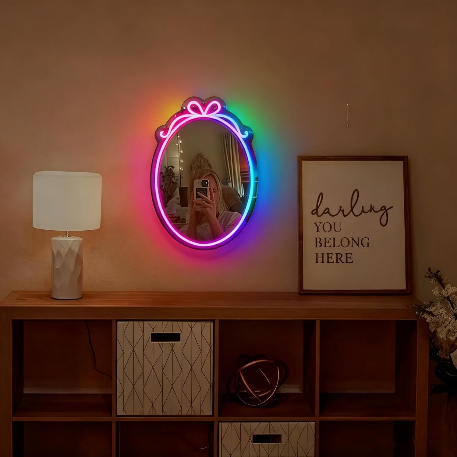 Magic Mirror RGB Neon Sign Mirror - Wedding Home Decor Wall Art Light for Bedroom Living Room Dressing Room Party Decorations image 2