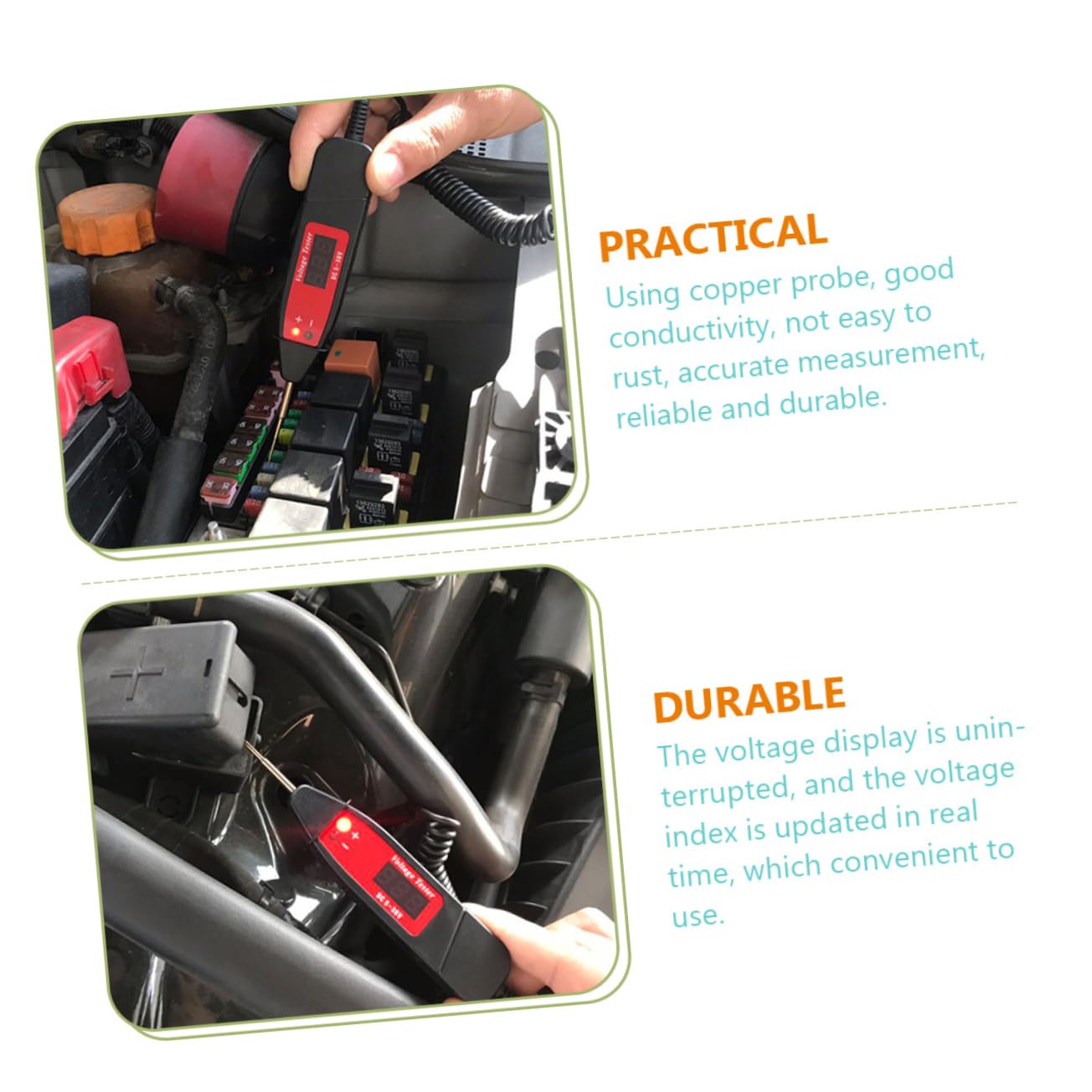 Gatuida 4piezas Probador De Voltaje Automotriz Luz Led Herramienta Eléctrica Para Comprobación De Continuidad y Cortocircuitos Medidor De Precisión Cable Extensible y Punta Para