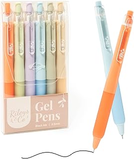 Rileys & Co. Canetas de gel estéticas, embalagem de 6, preto, ponta 0,5 mm, à prova de manchas