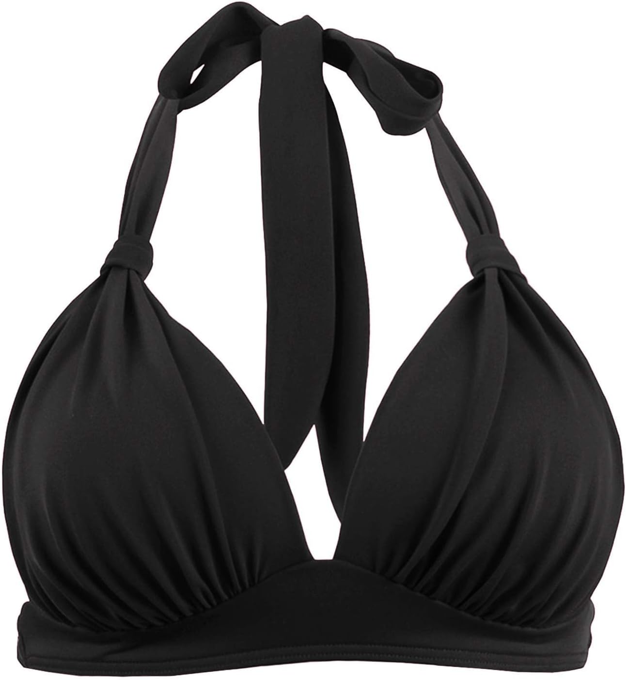 Women's Retro 50s Plaid Pattern Polka Dot Halter Molded Soft Pads Vintage Bikini Swimsuits Tops