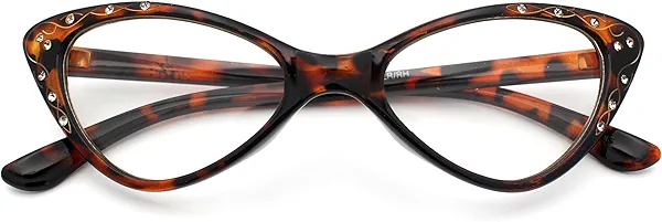 SA106 Womens Bling Rhinestone Gothic Cat Eye Clear Lens Plastic Fashion Eyeglasses