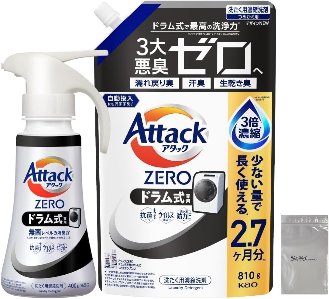 【大容量】アタックＺＥＲＯ 衣類から洗濯槽まで、アタックＺＥＲＯ液体史上 最高峰の消臭 ドラム式専用 つめかえ用 ７８０ｇ 本体 ３８０ｇ