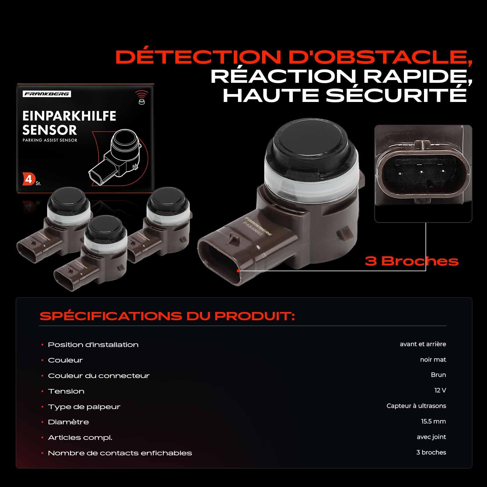 Frankberg 4 capteurs de stationnement avantarrière 66206819067
