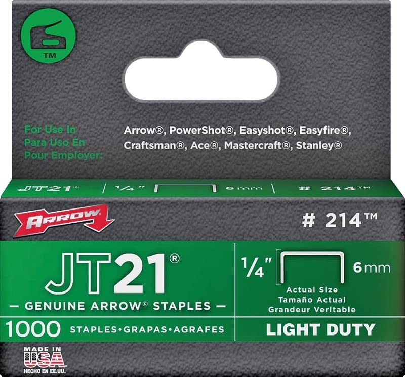 Arrow Fastener 214 - Grapas Originales JT21 De 1/4 Pulgadas, 1000