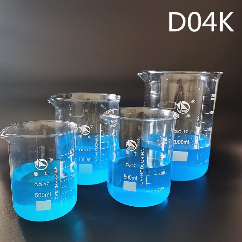 1 Juego de Vaso de precipitados de Forma Baja for Laboratorio de química, matraz Transparente de Vidrio de borosilicato Engrosado con Pico (Size : D04K)
