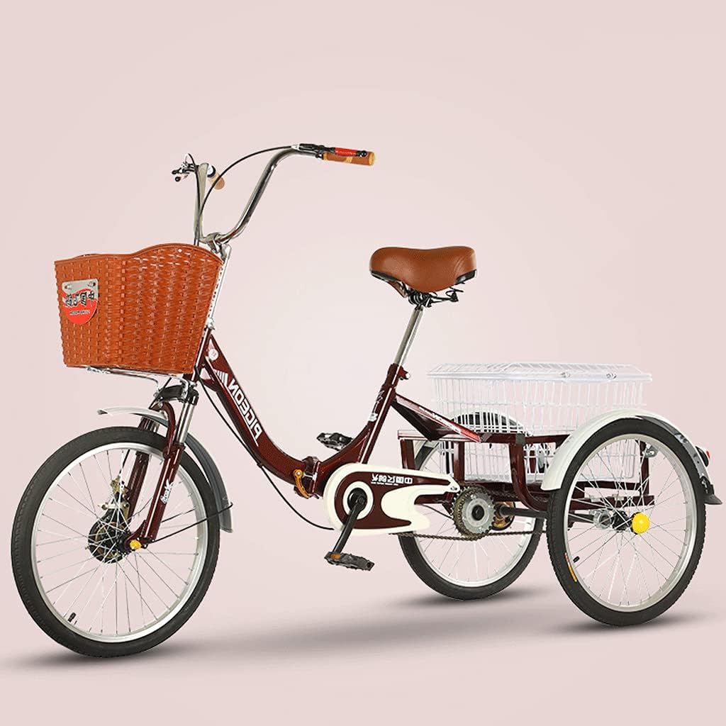 Adult Tricycle Trike Bike Bicycle 20inch Tricycle with Shopping Basket 3-Wheel Bicycle for Shopping W/Installation Tools Three-Wheeled Bicycle for Men & Women Picnic