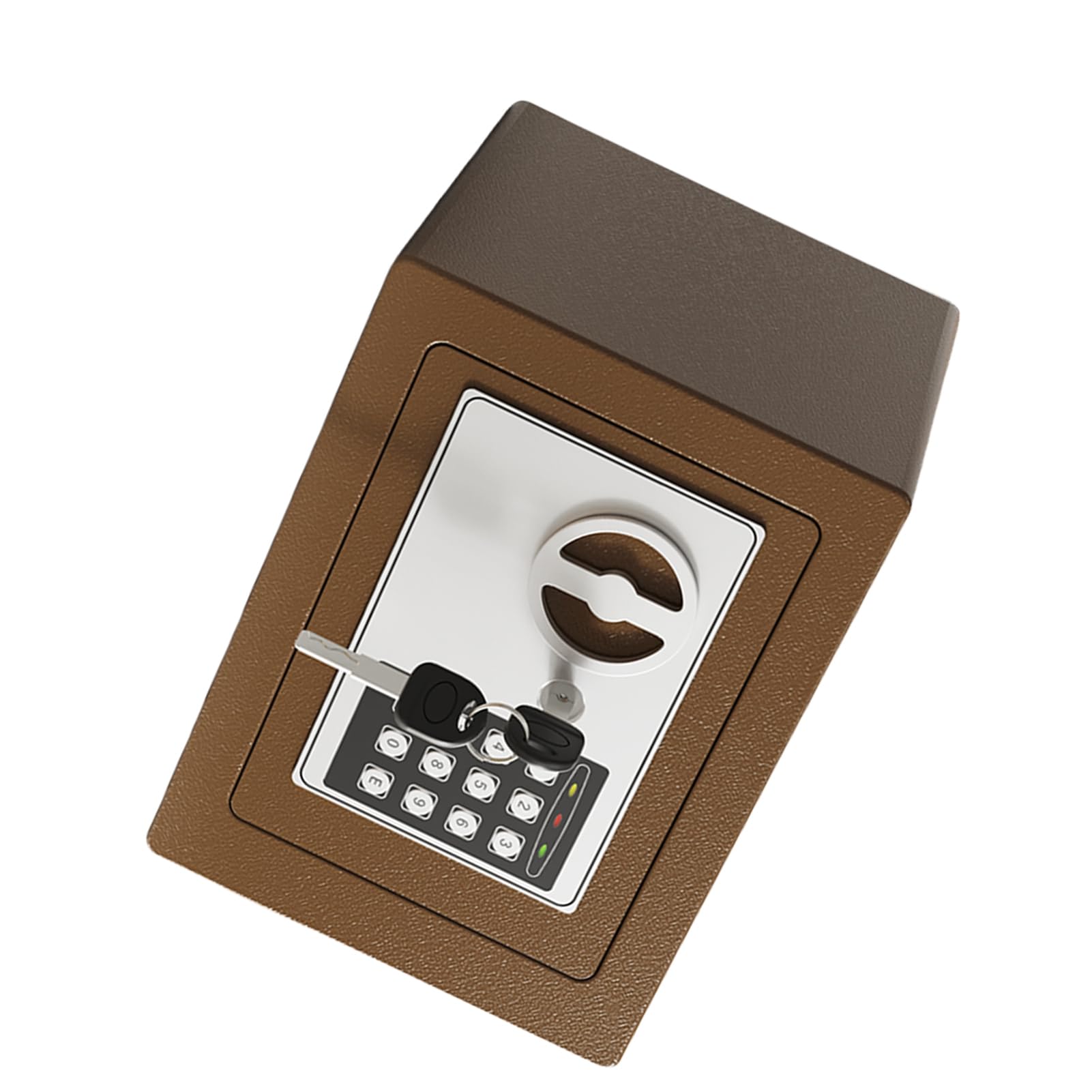 Coffre-fort Ignifuge Coffre-fort étanche avec Clavier Numérique et Clés de Rechange de sécurité en Métal 8,8 X 6,4 X 6, Pouces pour Maison, Hôtel, Dortoir, Bureau (café or)