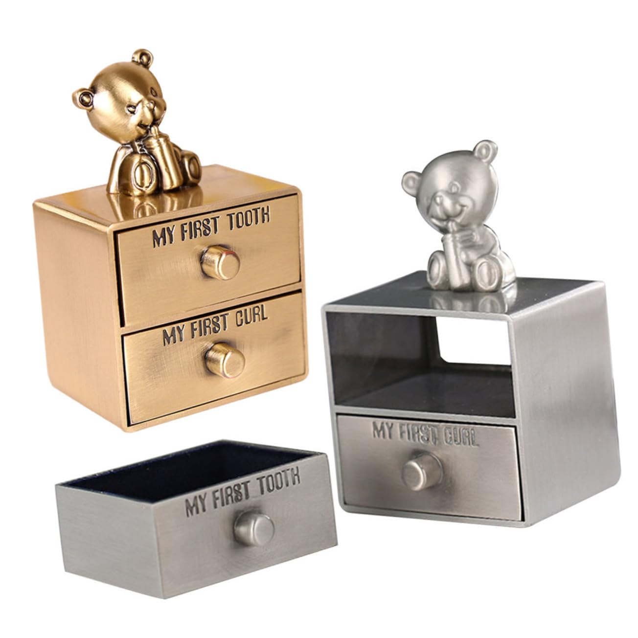 UPKOCH Caja de Recuerdos para Niño 2 Piezas de Metal Resistente para Almacenar Dientes de Leche y Mechones, Adecuado como Obsequio y Recuerdo Especial