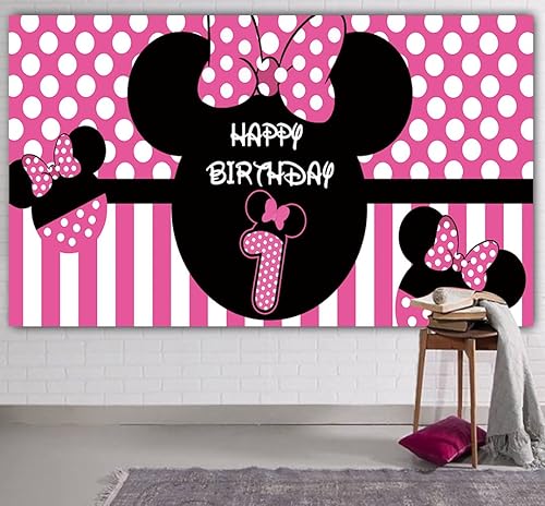 Telón de fondo de cumpleaños de Minnie 1 suministros de fiesta de cumpleaños de Minnie 1 decoraciones de primer cumpleaños de Minnie 66 x 33 pies