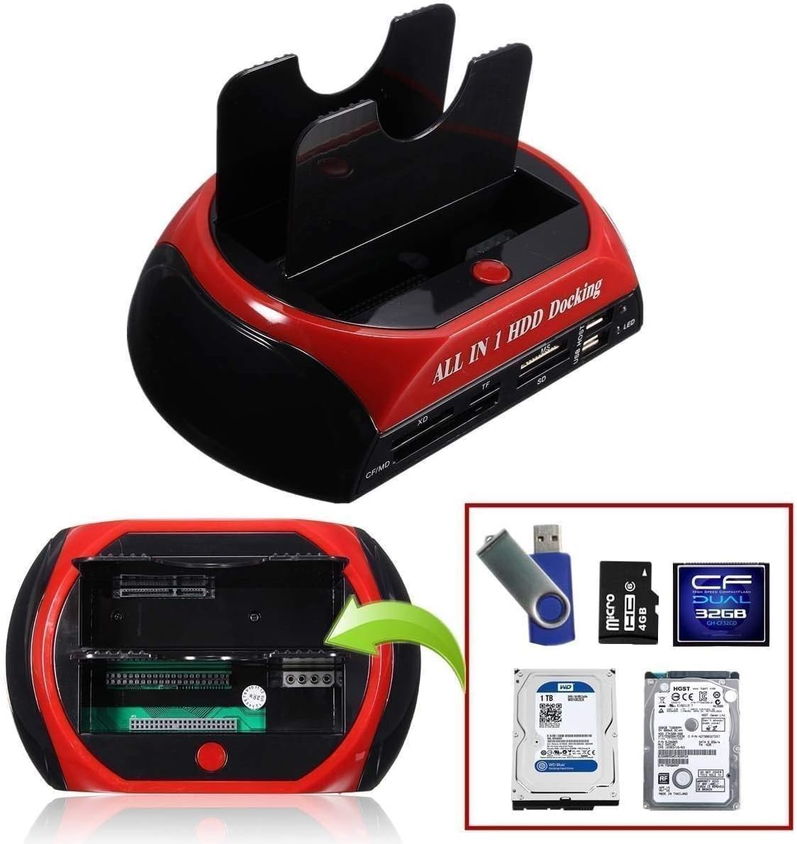 SATA HDD Docking Dock Station + One Touch Backup + Card Reader Hub