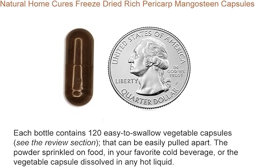 Miniatura 7 de Natural Home Cures Cápsulas de pericarpio de mangostán  Polvo orgánico liofilizado con 61,800 mg de fuerza, rico en más de 56 potentes xantonas y