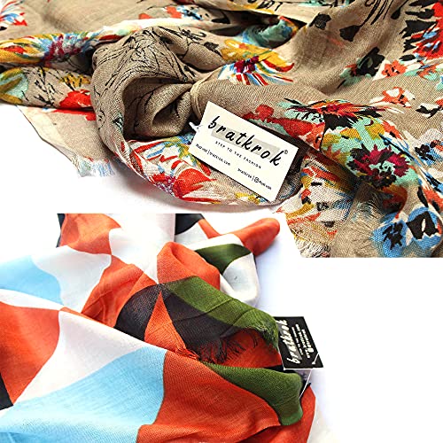 Image of Women's Trendy floral Printed Rayon Stoles Multicolour (Pack of 2)