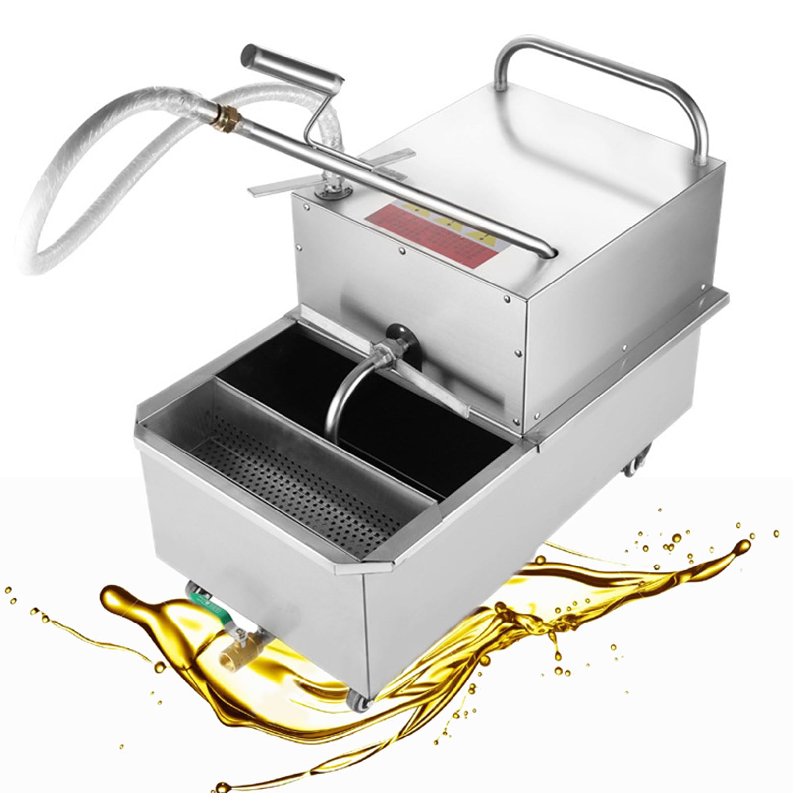 AYCDL Mobile Fryer Filter Machine, 550W Stainless Steel Oil Filtration System, 32L/min, Ideal for Kitchens, Restaurants, and Supermarkets