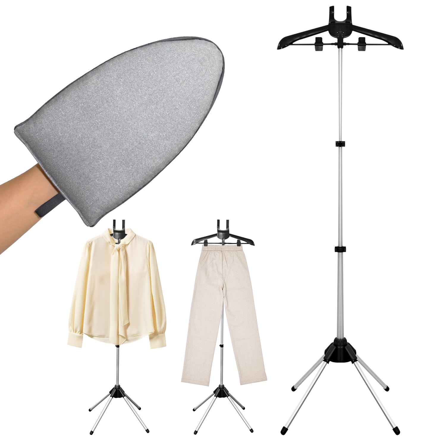 Garment Steamer Stand + Ironing Gloss, Steamer Rack and Hanger, Garment Steamer