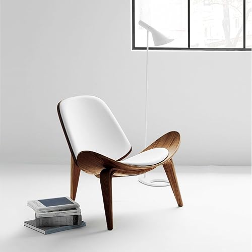 Miniatura 15 de OAKHAM Comfy Shell - Silla decorativa moderna de mediados de siglo para sala de estar y dormitorio, con almohadillas protectoras para los pies,