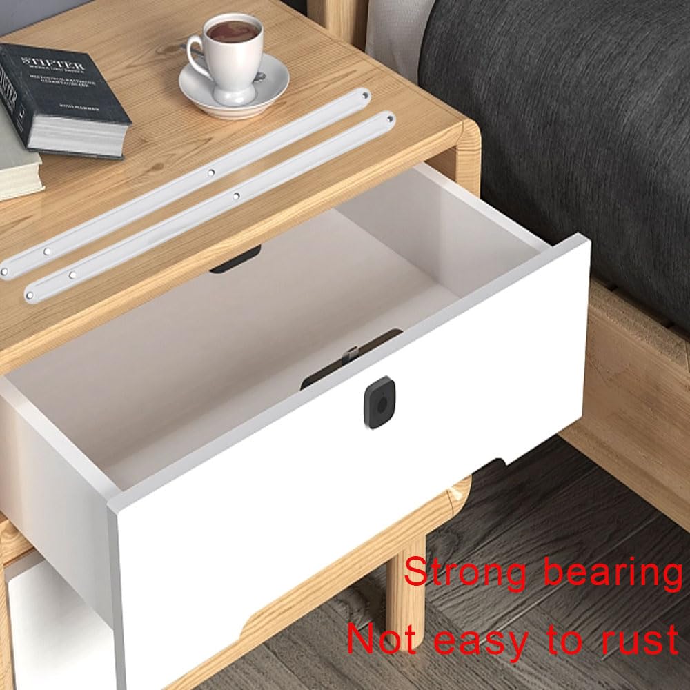 10 guide per cassetti in plastica, 298 mm, colore bianco, ricambio per cucina, camera da letto, cassetti scanalati